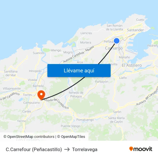 C.Carrefour (Peñacastillo) to Torrelavega map