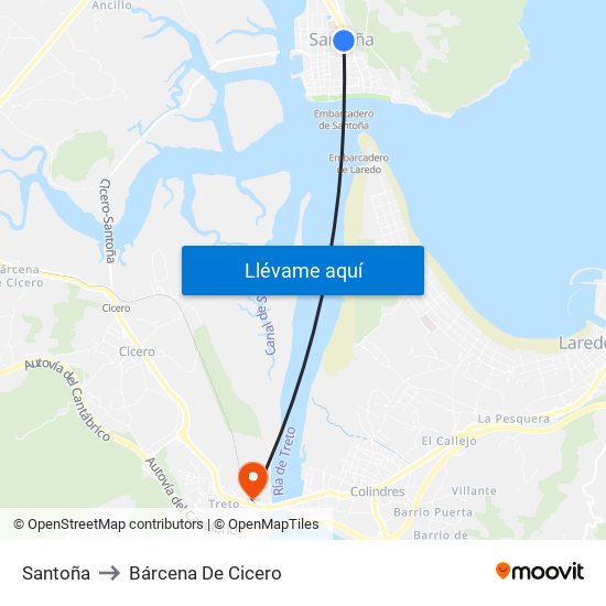 Santoña to Bárcena De Cicero map