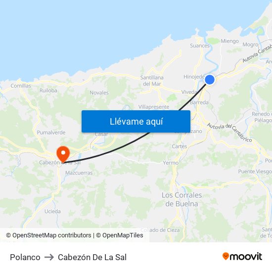 Polanco to Cabezón De La Sal map