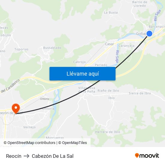 Reocín to Cabezón De La Sal map