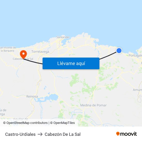 Castro-Urdiales to Cabezón De La Sal map