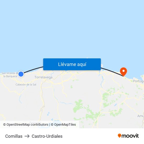 Comillas to Castro-Urdiales map