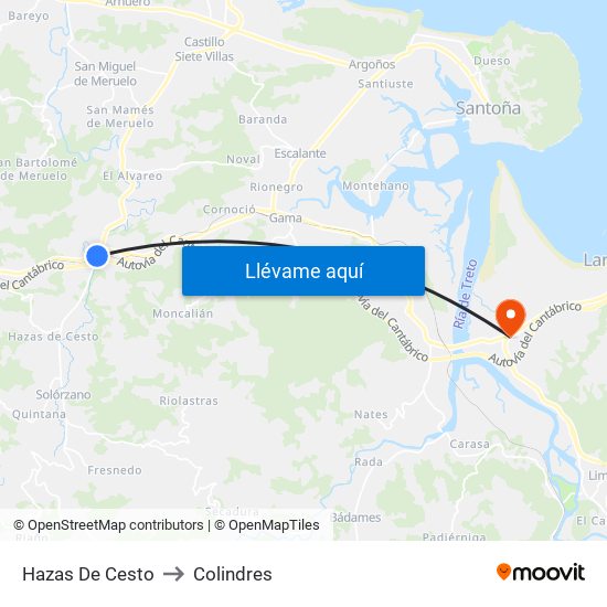 Hazas De Cesto to Colindres map