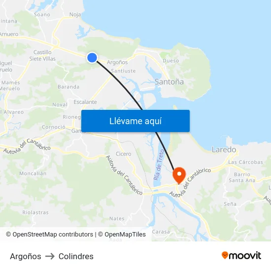 Argoños to Colindres map