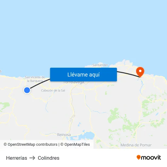 Herrerías to Colindres map