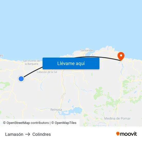Lamasón to Colindres map