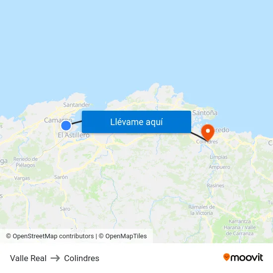 Valle Real to Colindres map