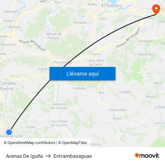 Arenas De Iguña to Entrambasaguas map