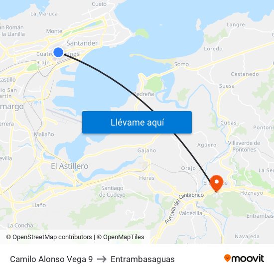 Camilo Alonso Vega 9 to Entrambasaguas map