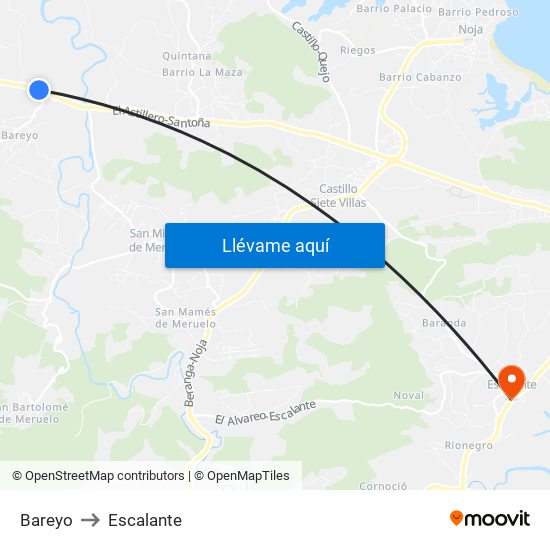 Bareyo to Escalante map