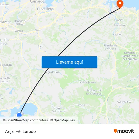 Arija to Laredo map