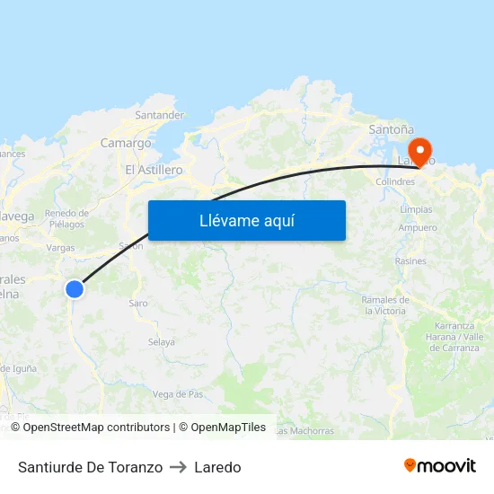 Santiurde De Toranzo to Laredo map