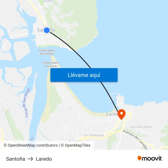 Santoña to Laredo map