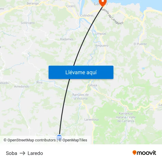 Soba to Laredo map