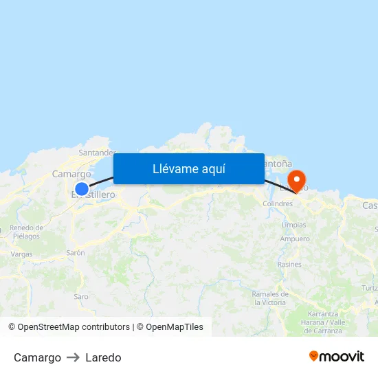 Camargo to Laredo map