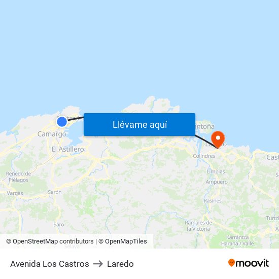 Avenida Los Castros to Laredo map