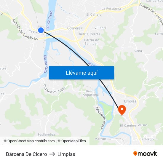 Bárcena De Cicero to Limpias map