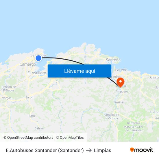 E.Autobuses Santander (Santander) to Limpias map