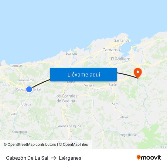 Cabezón De La Sal to Liérganes map