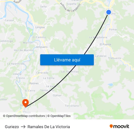 Guriezo to Ramales De La Victoria map