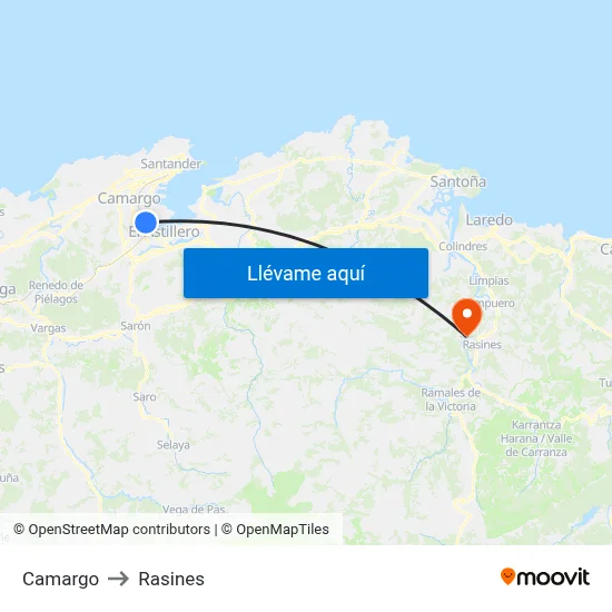 Camargo to Rasines map