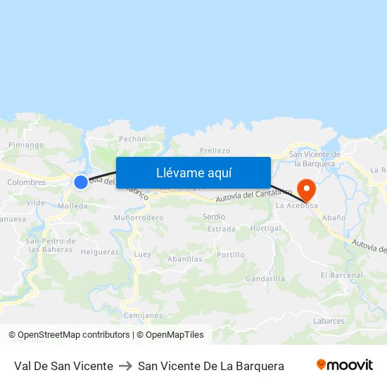 Val De San Vicente to San Vicente De La Barquera map