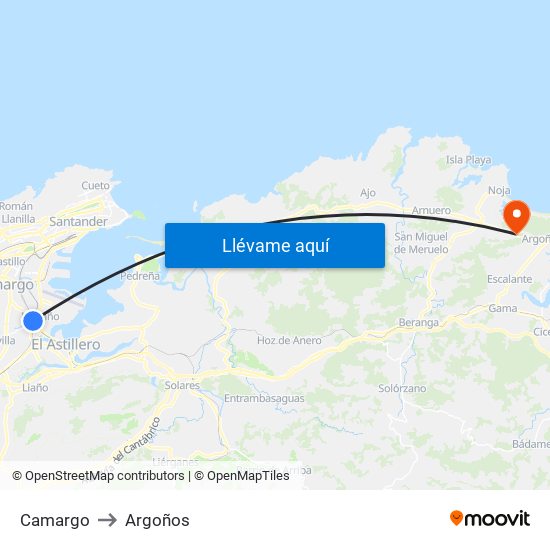 Camargo to Argoños map