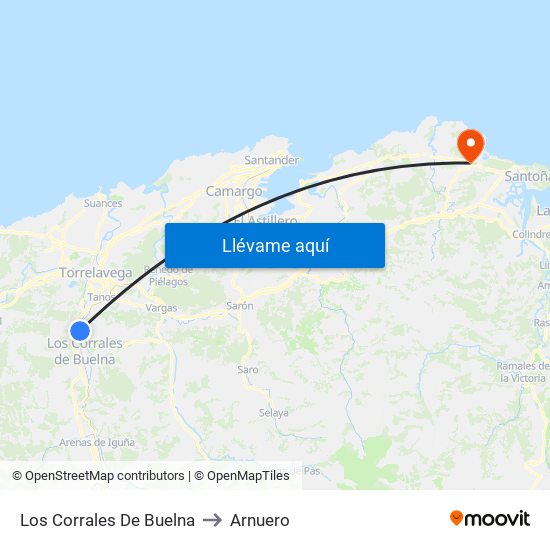 Los Corrales De Buelna to Arnuero map