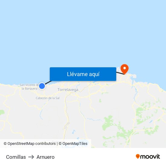 Comillas to Arnuero map