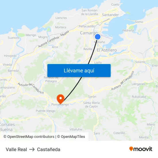 Valle Real to Castañeda map