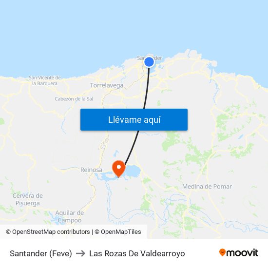 Santander (Feve) to Las Rozas De Valdearroyo map