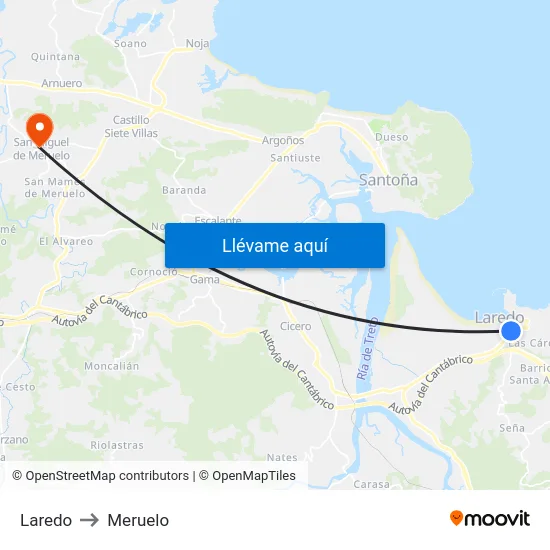 Laredo to Meruelo map
