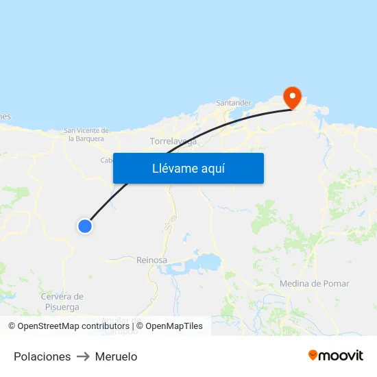 Polaciones to Meruelo map