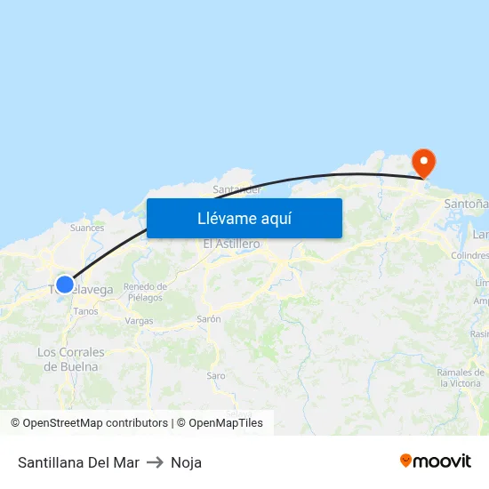 Santillana Del Mar to Noja map
