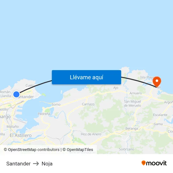 Santander to Noja map