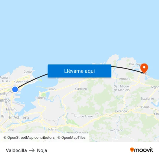 Valdecilla to Noja map