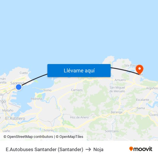 E.Autobuses Santander (Santander) to Noja map