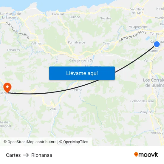 Cartes to Rionansa map