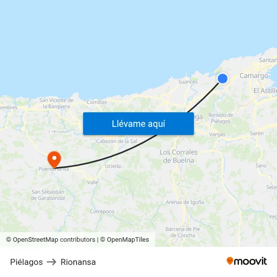 Piélagos to Rionansa map