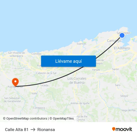 Calle Alta 81 to Rionansa map