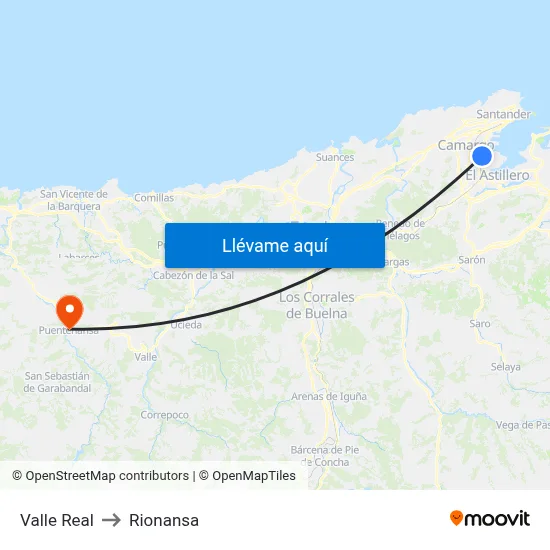 Valle Real to Rionansa map