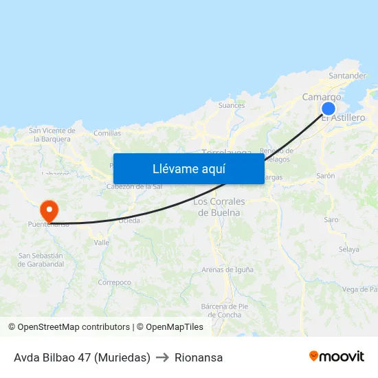 Avda Bilbao 47 (Muriedas) to Rionansa map