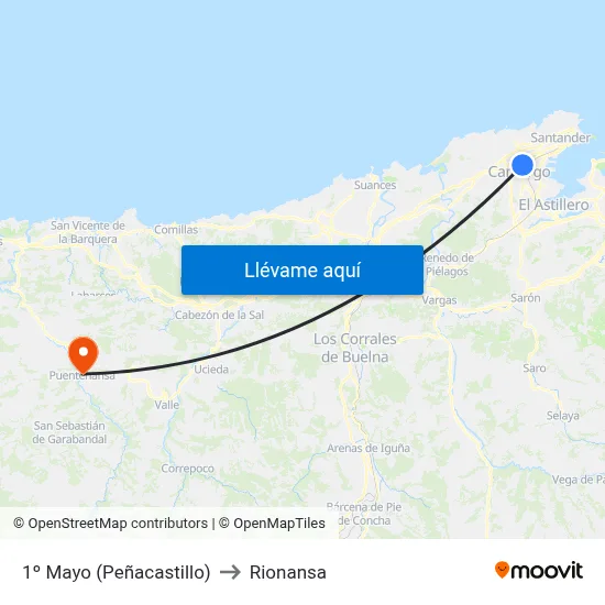 1º Mayo (Peñacastillo) to Rionansa map