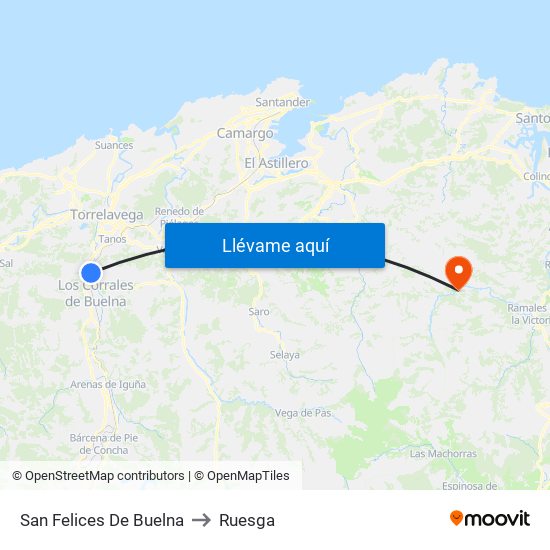 San Felices De Buelna to Ruesga map