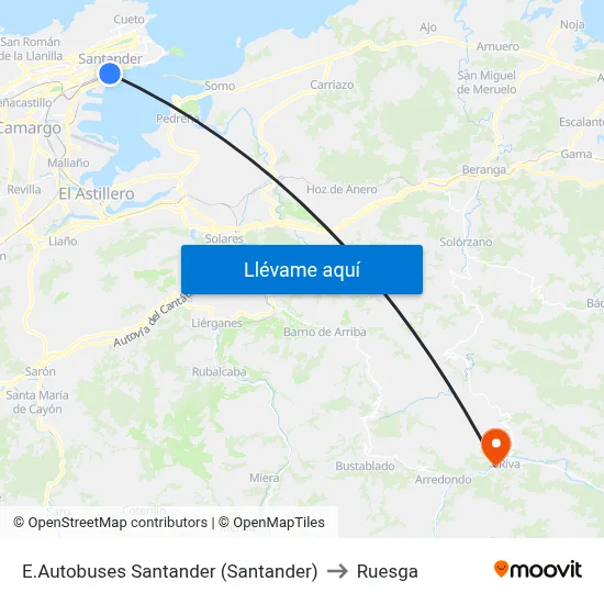 E.Autobuses Santander (Santander) to Ruesga map