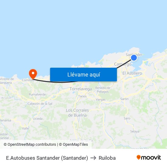 E.Autobuses Santander (Santander) to Ruiloba map