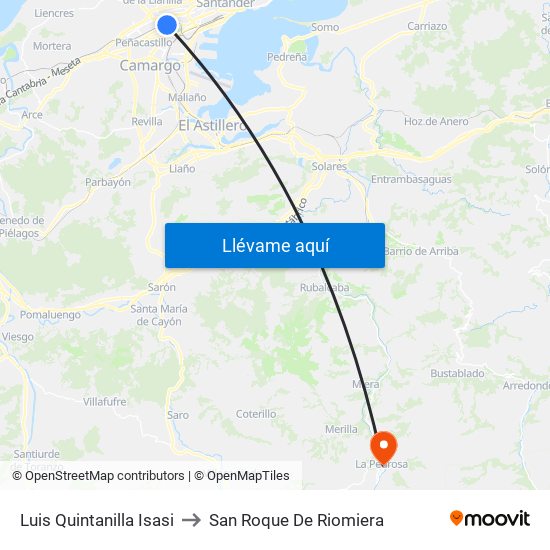 Luis Quintanilla Isasi to San Roque De Riomiera map