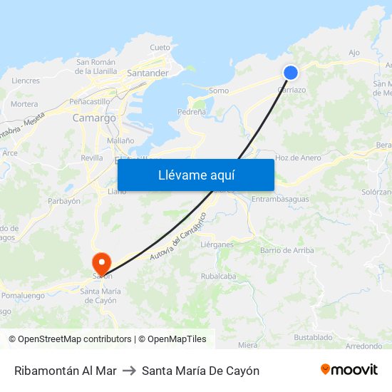 Ribamontán Al Mar to Santa María De Cayón map