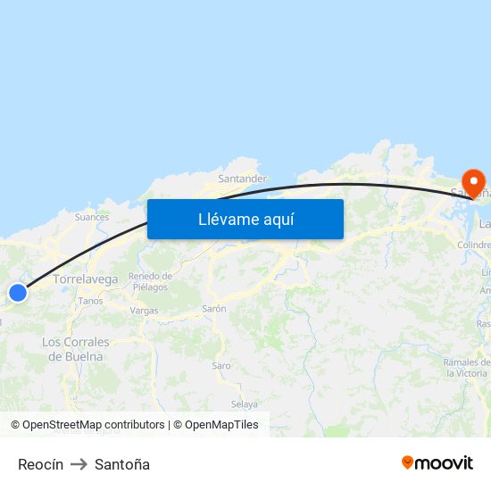 Reocín to Santoña map