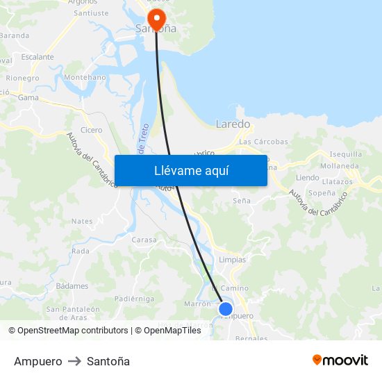 Ampuero to Santoña map